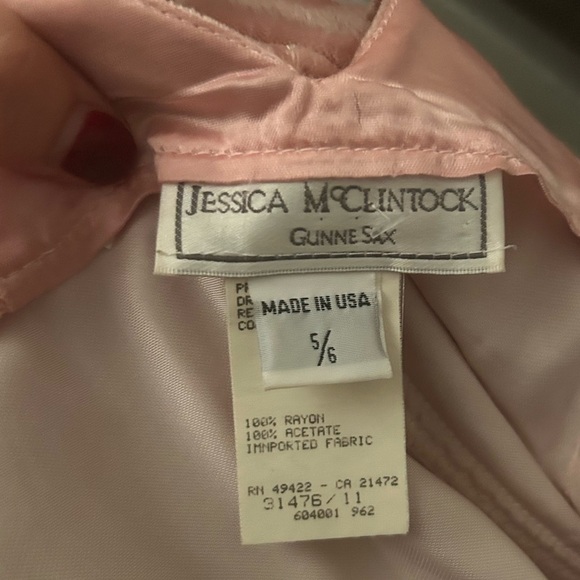 Jessica McClintock Gunne Sax Maxi Dress Velvet Lace Y2K Vintage Pink Size 5/6 - Picture 11 of 13